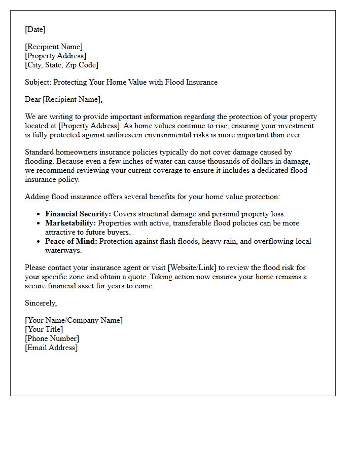 Home Value Protection Flood Insurance Letter