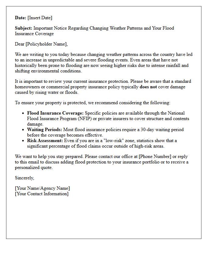 Changing Weather Patterns Flood Coverage Letter