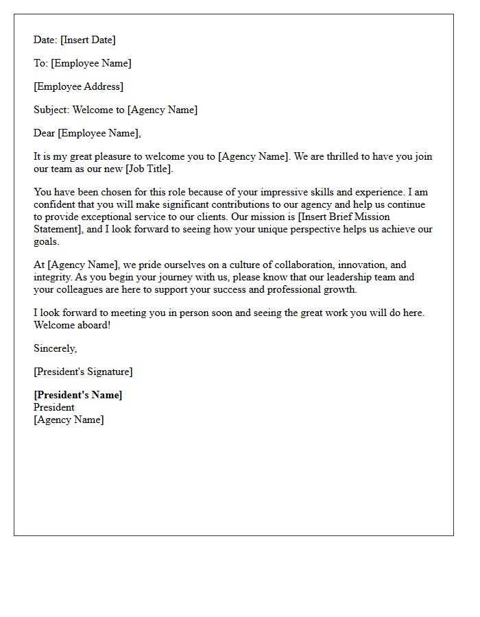 Welcome Letter from the Agency President