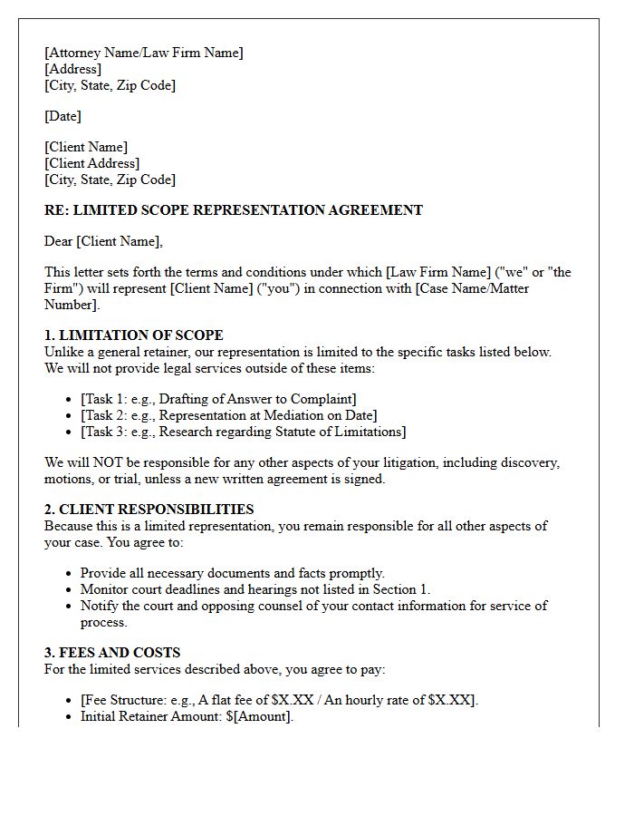 Limited Scope Litigation Engagement Letter