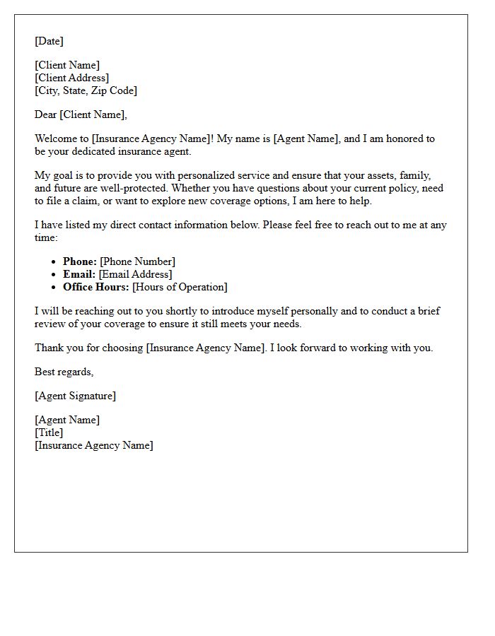 Dedicated Insurance Agent Introduction Welcome Letter