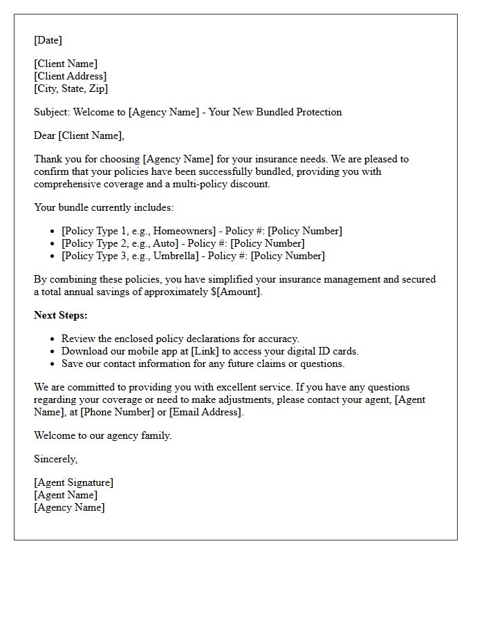 Bundled Policies Agency Welcome Letter