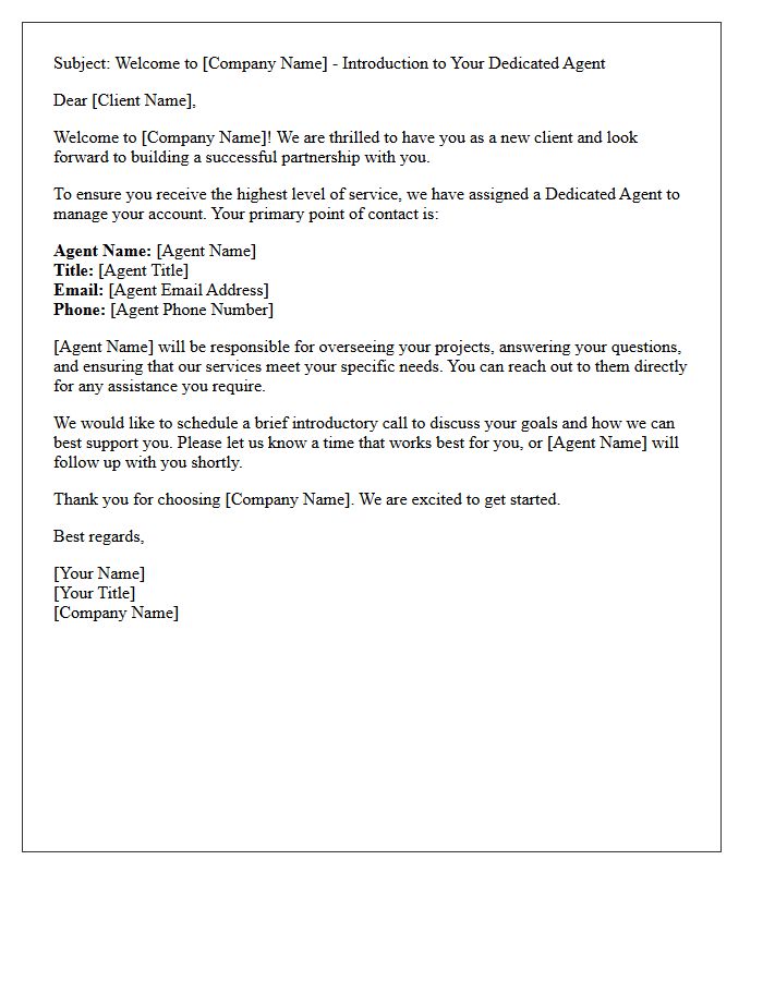 Welcome New Client Introduction Letter For Your Dedicated Agent