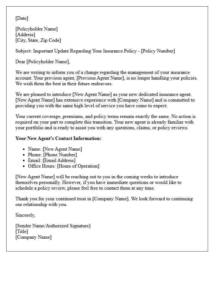 Agent Reassignment And Introduction Letter For Existing Policyholders