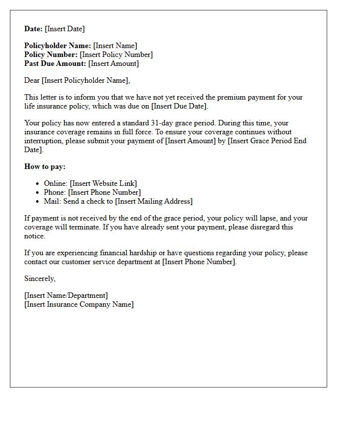 Standard Life Insurance Premium Grace Period Letter