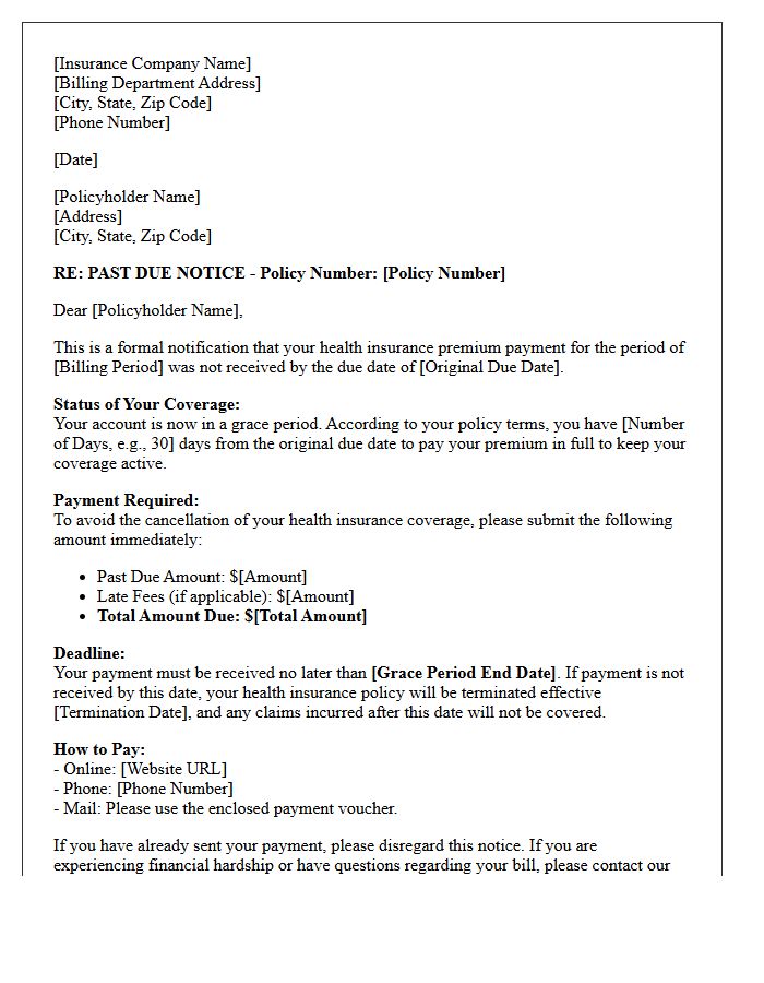 Health Insurance Premium Past Due Grace Period Letter