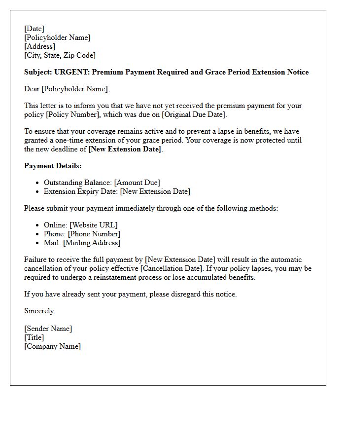 Urgent Premium Payment Required Grace Period Extension Letter