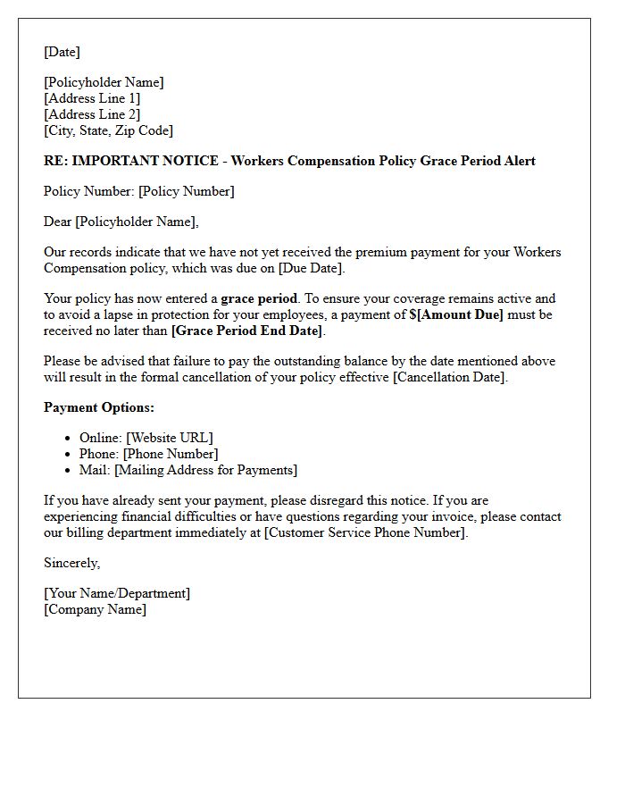 Workers Compensation Policy Grace Period Alert Letter