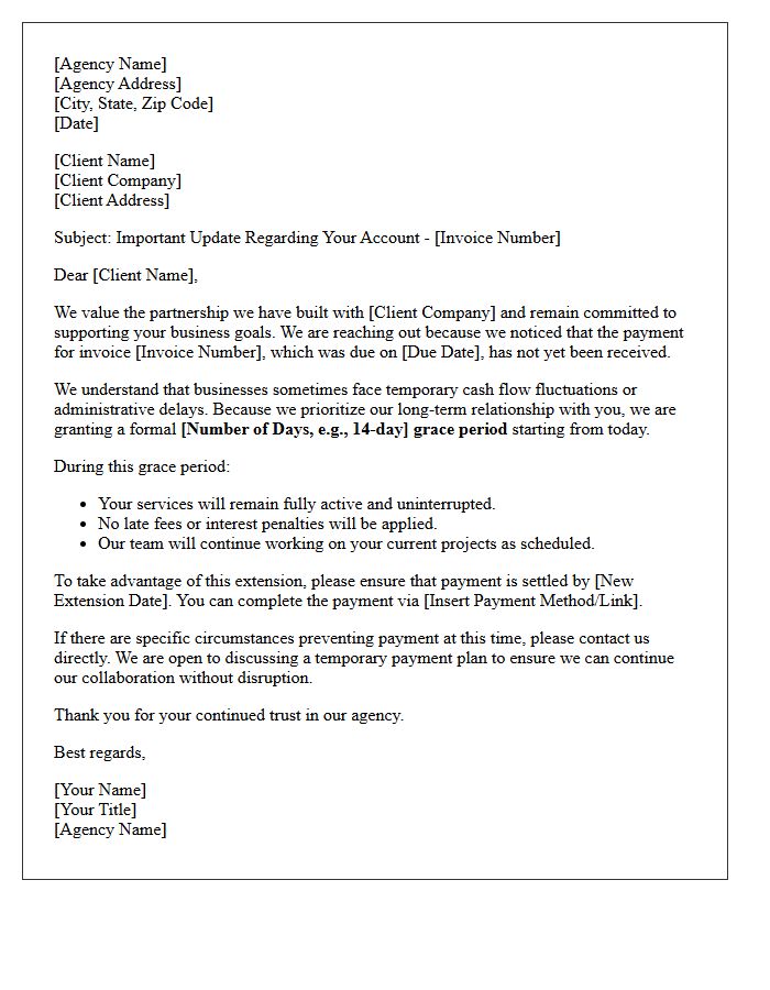 Agency Client Retention and Grace Period Payment Letter