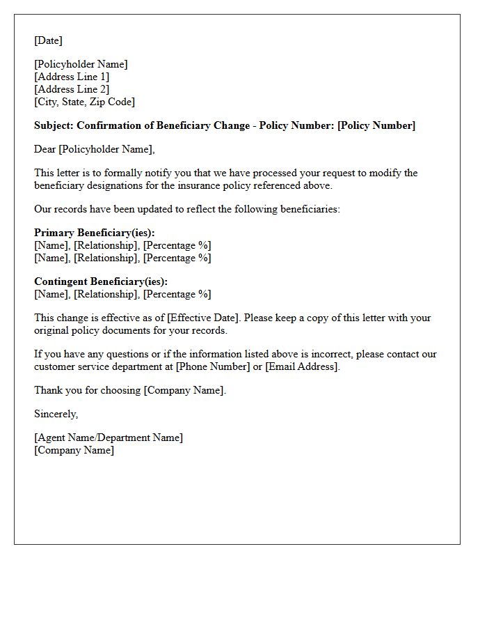 Policy Beneficiary Modification Approval Letter