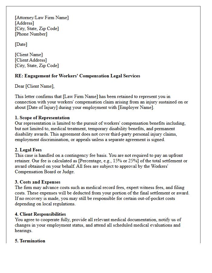 Standard Workers Compensation Claim Engagement Letter