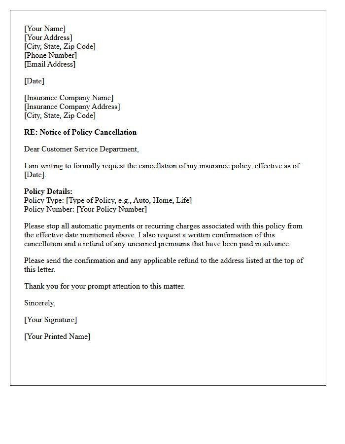 Policy Cancellation Request Letter