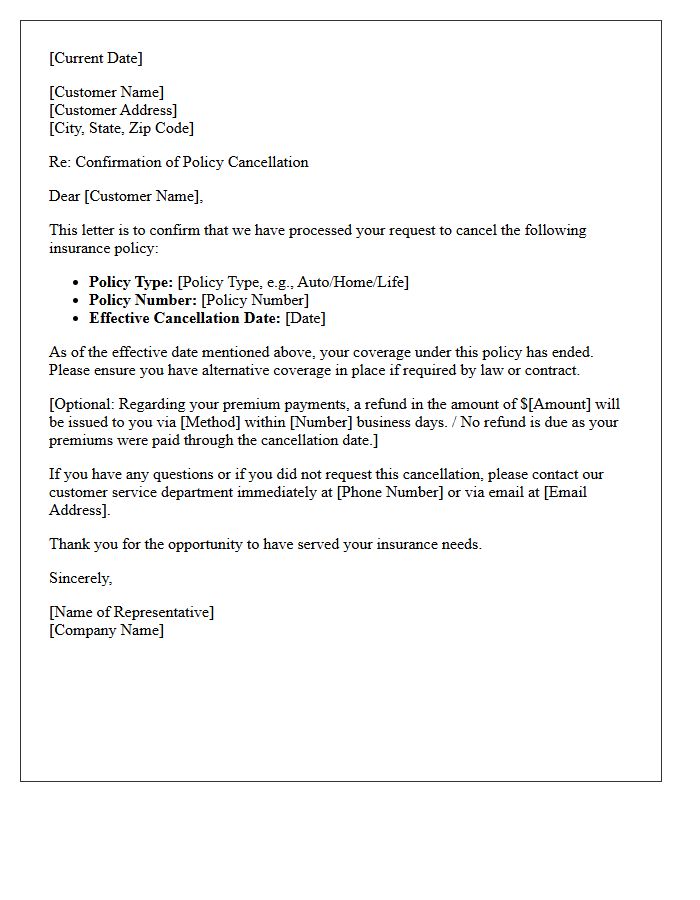 Confirmation of Policy Cancellation Letter