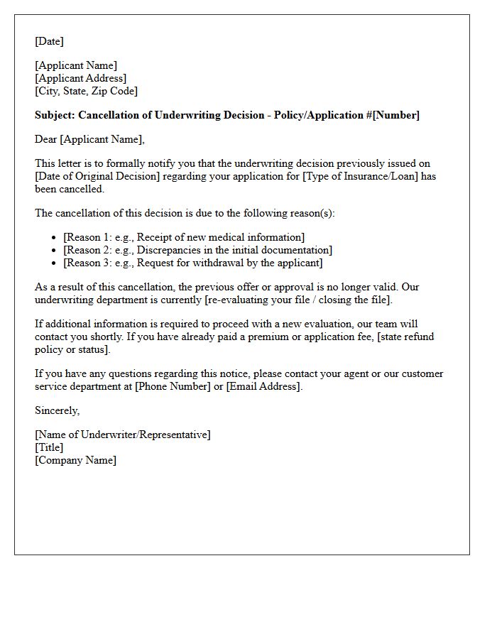 Underwriting Decision Cancellation Letter