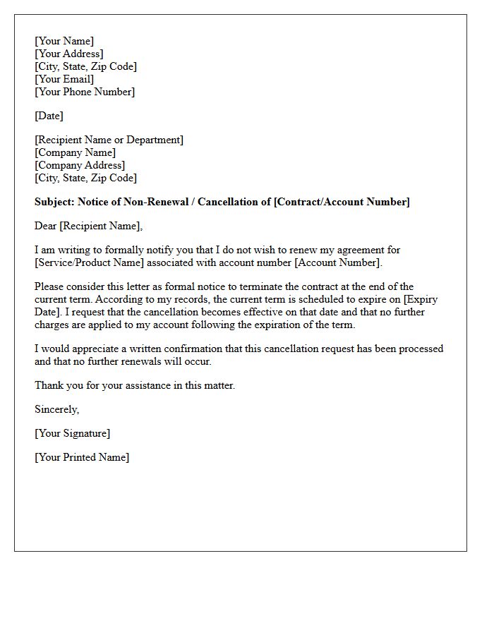 End of Term Cancellation Notice Letter