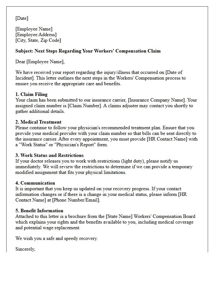 Workers Compensation Claim Next Steps Letter