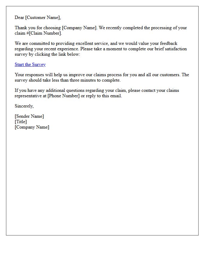 Post-Claim Customer Satisfaction Survey Letter