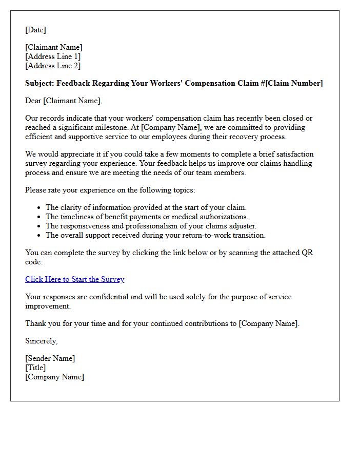 Workers Compensation Claim Satisfaction Survey Letter