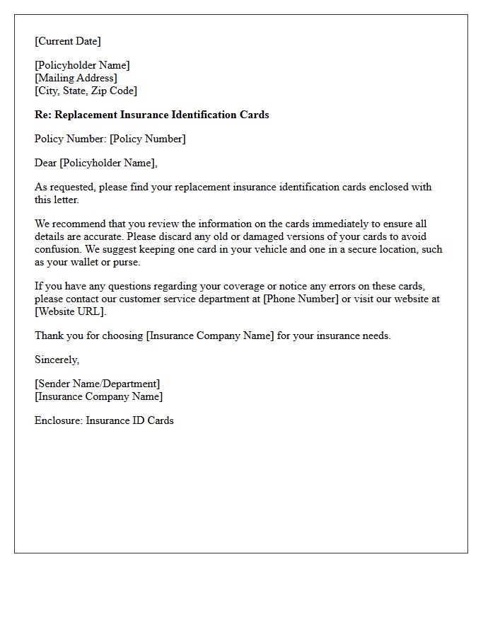 Insurance ID Card Replacement Enclosed Letter