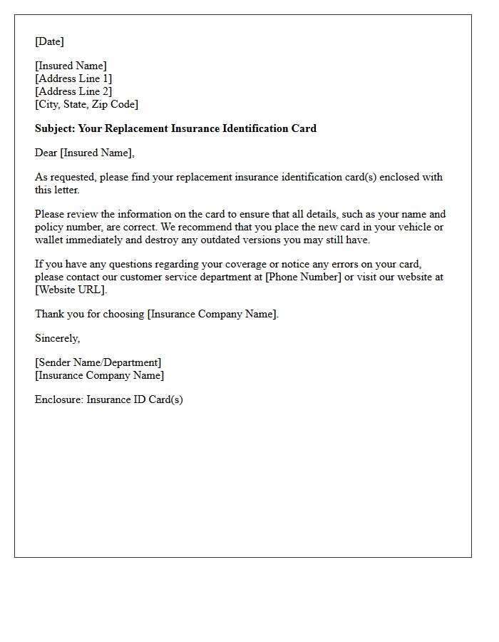 Letter Enclosing Your Replacement Insurance ID Card