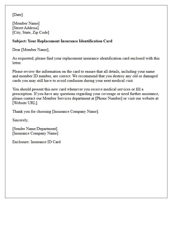 Letter Accompanying Your Replacement Insurance ID Card