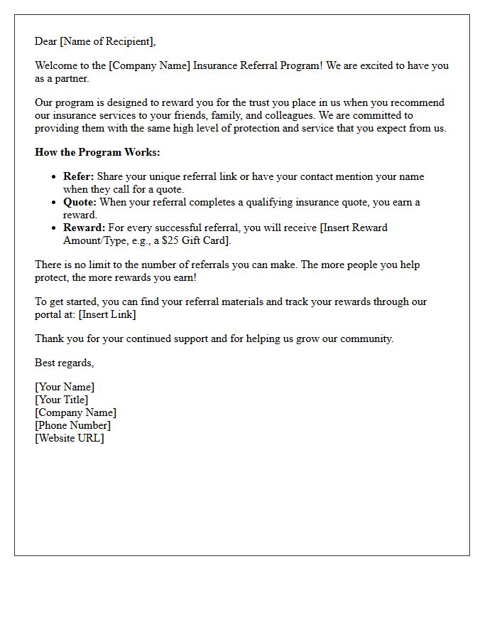 Welcome to Our Insurance Referral Program Letter
