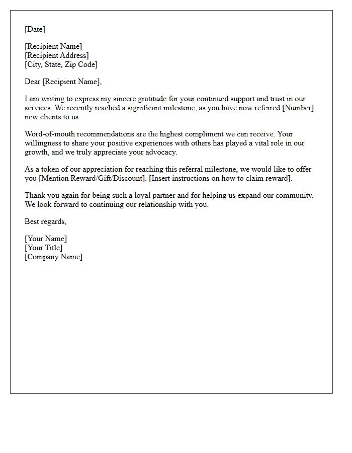 Multiple Referrals Milestone Thank You Letter