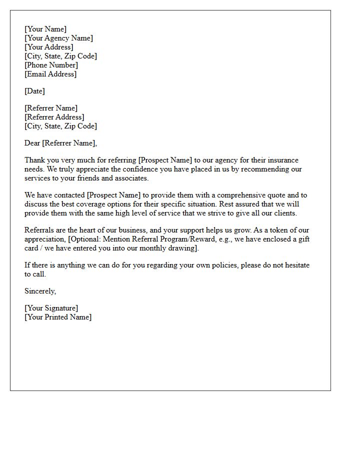 Insurance Quote Referral Thank You Letter