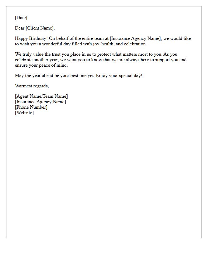 Happy Birthday Letter From Your Trusted Insurance Team