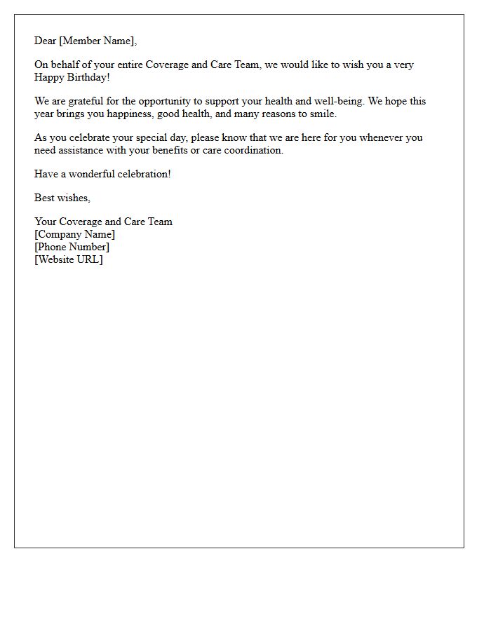 Happy Birthday Letter From Your Coverage And Care Team