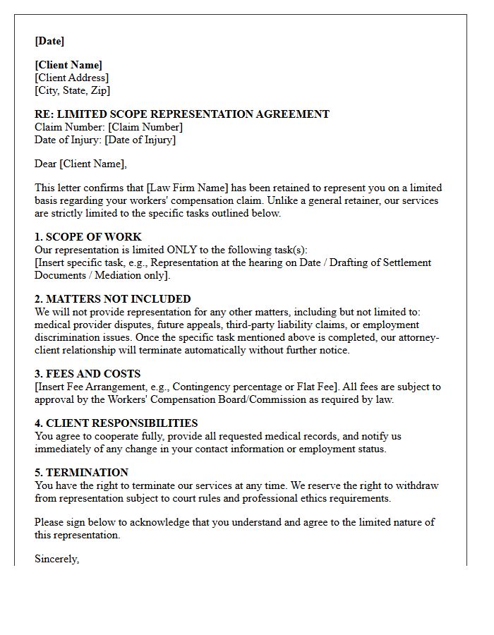Limited Scope Representation Workers Compensation Engagement Letter