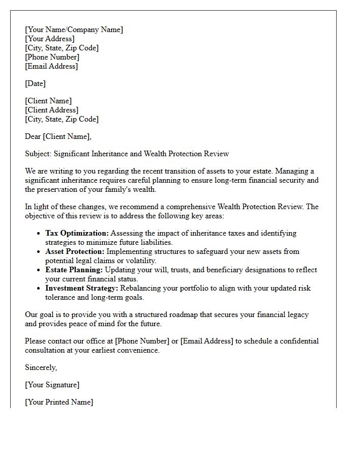 Significant Inheritance and Wealth Protection Review Letter