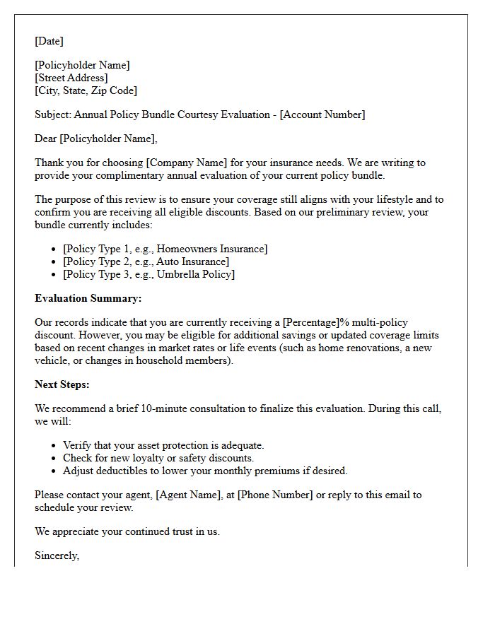 Annual Policy Bundle Courtesy Evaluation Letter