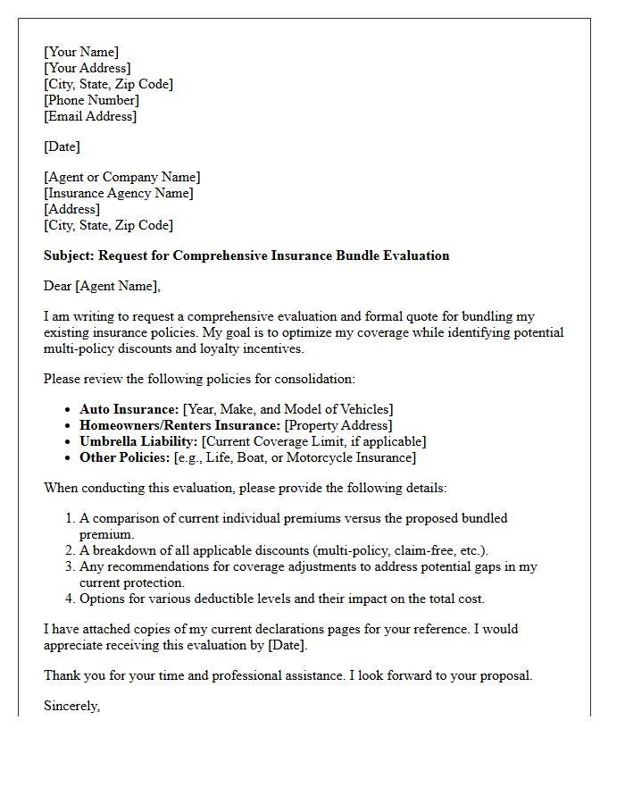 Comprehensive Insurance Bundle Evaluation Letter