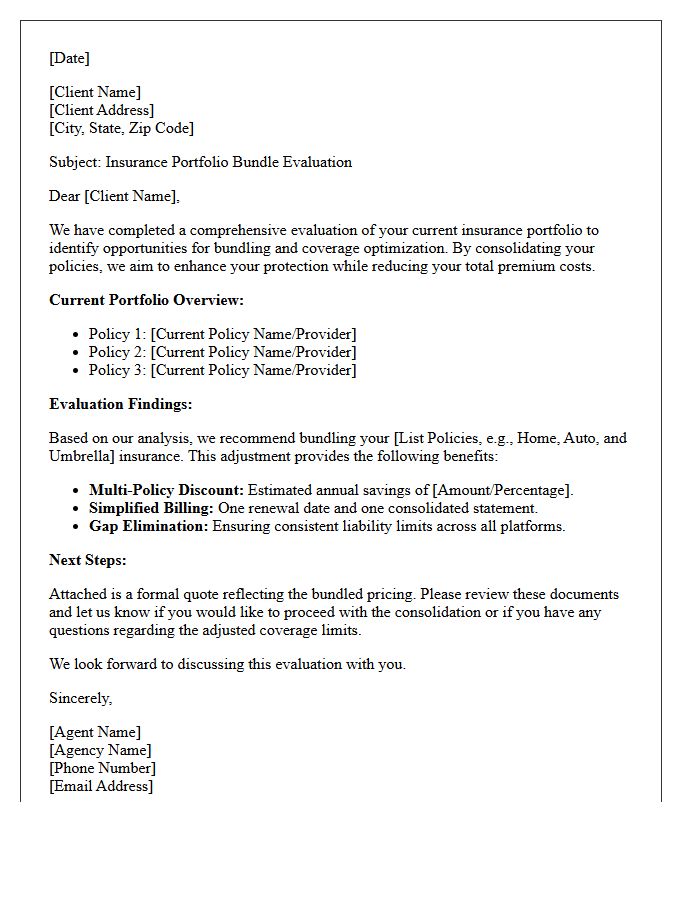 Insurance Portfolio Bundle Evaluation Letter