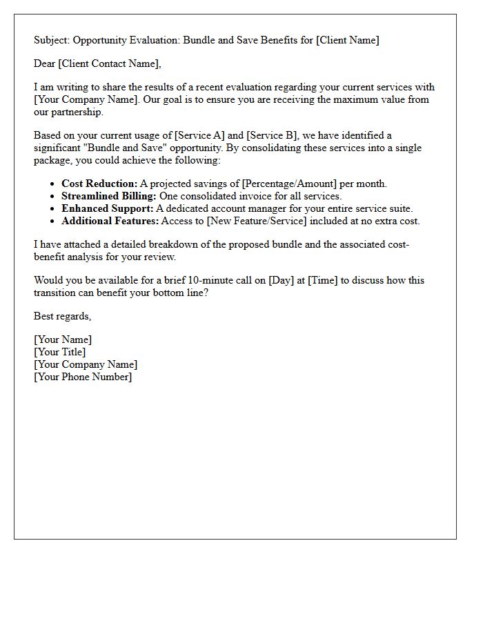 Bundle and Save Opportunity Evaluation Letter