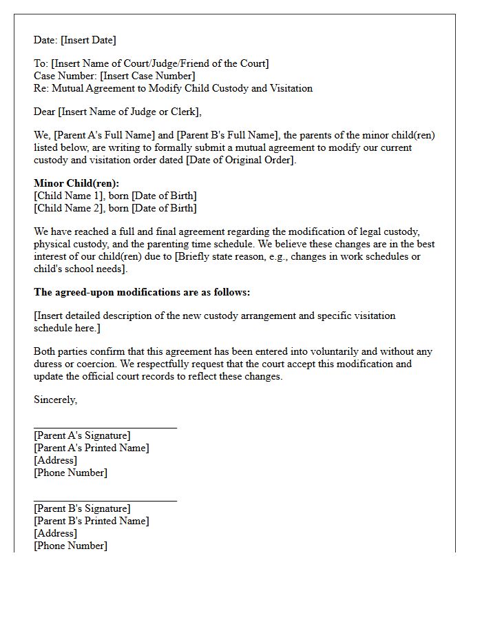 Finalized Mutual Child Custody Modification Letter