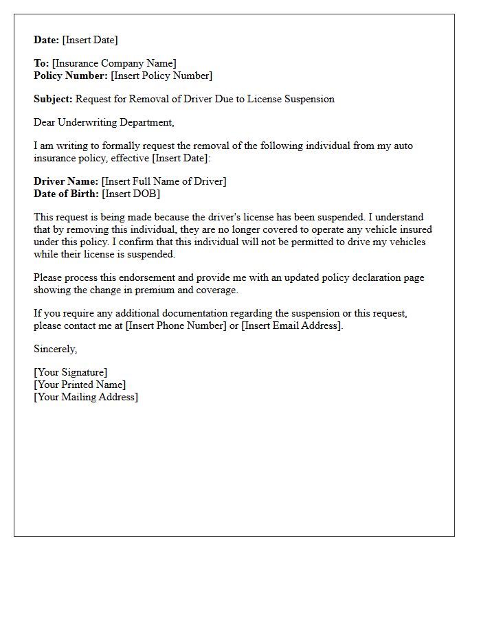 Suspended License Driver Removal Endorsement Letter