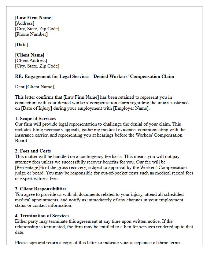 Denied Workers Compensation Claim Engagement Letter