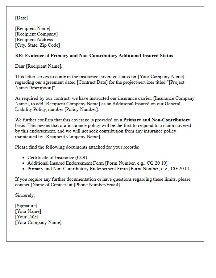 Additional Insured Primary Endorsement Status Letter