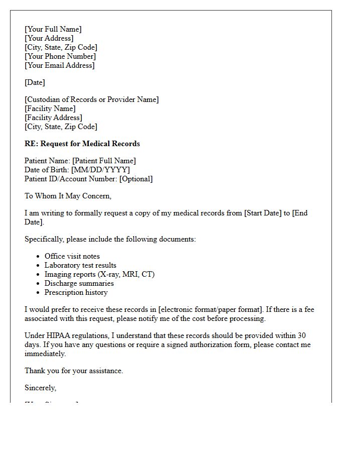 Medical Record Request Letter