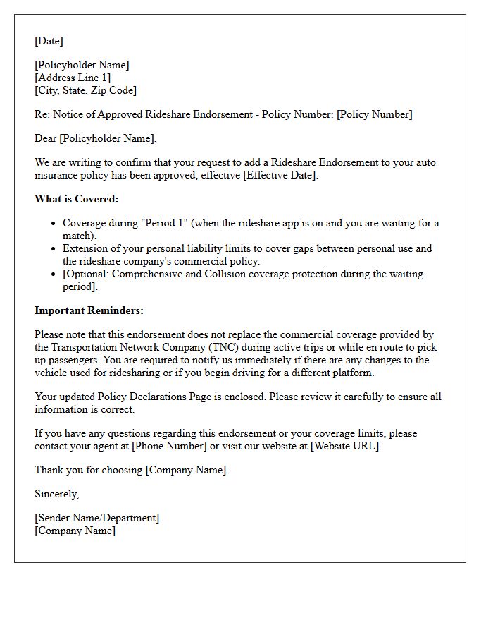 Approved Rideshare Endorsement Notification Letter