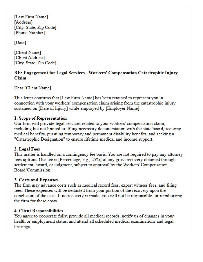 Catastrophic Injury Workers Compensation Engagement Letter