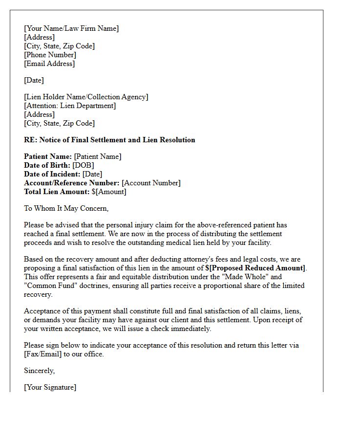 Medical Lien Resolution Letter