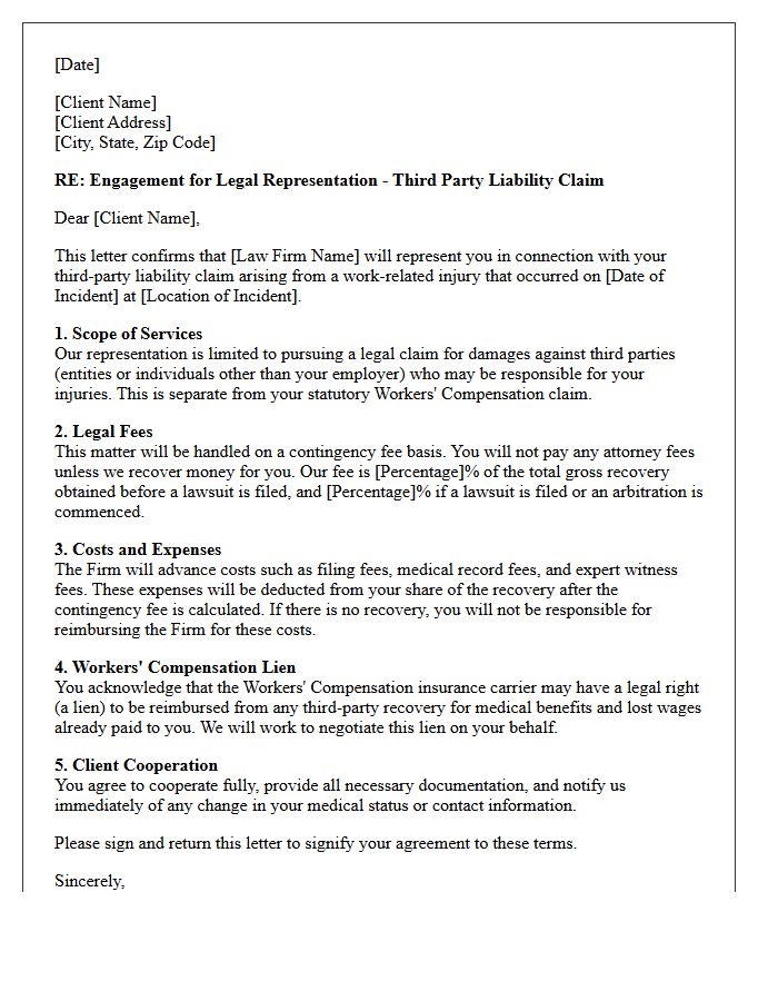 Third Party Liability Workers Compensation Engagement Letter