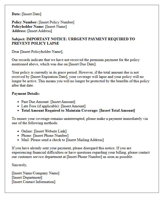 Initial Impending Lapse Warning Letter