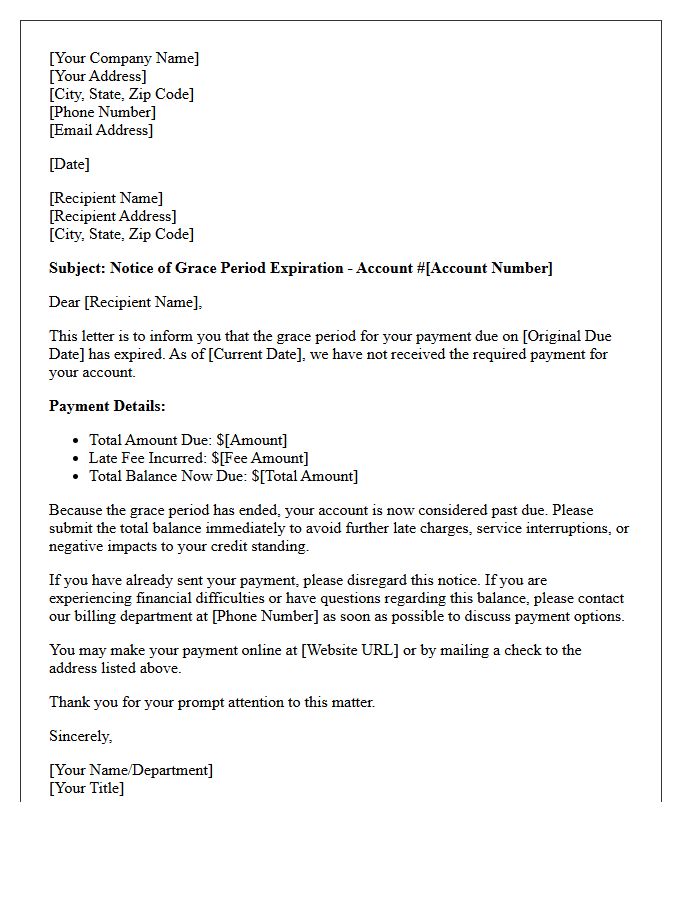 Grace Period Expiration Notice Letter