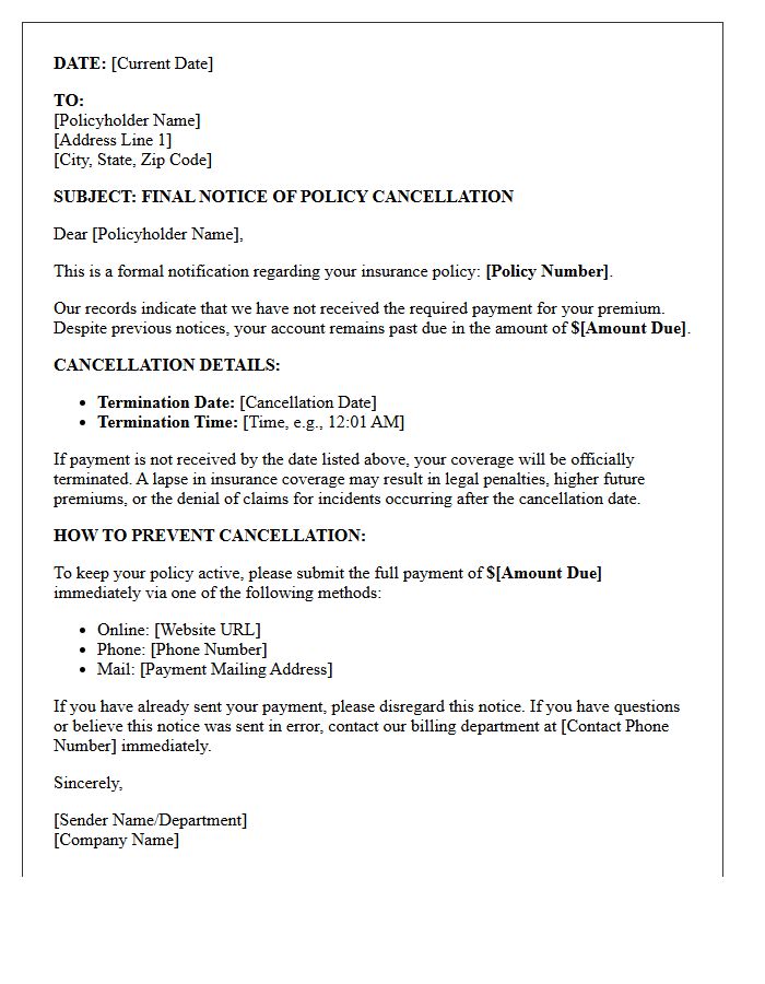 Final Policy Cancellation Warning Letter