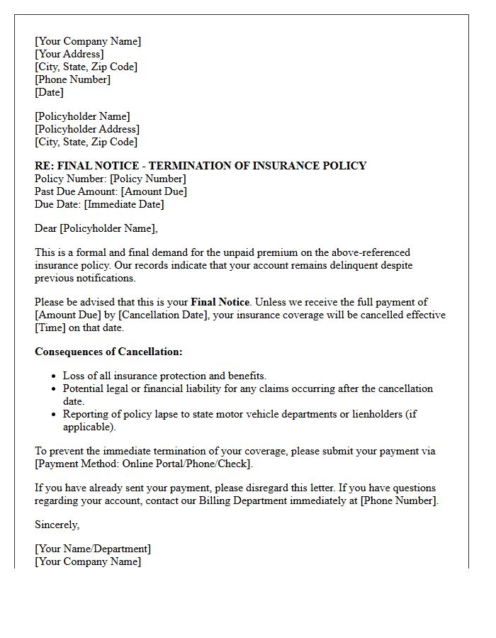 Final Premium Payment Demand Letter