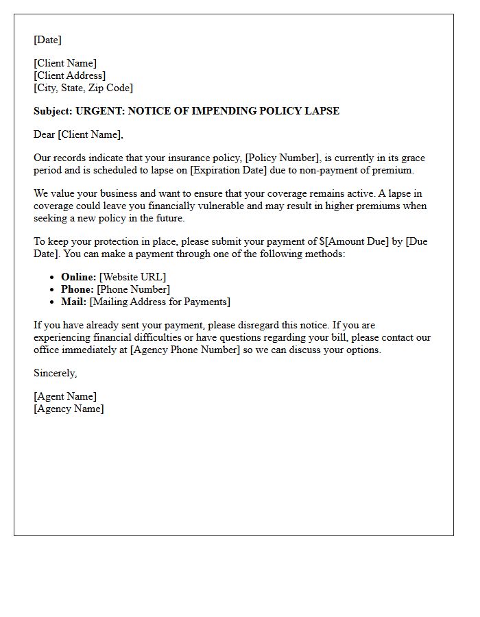 Agency Follow-Up on Impending Lapse Letter